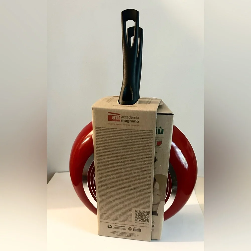 Naturapiu 11 Inch Nonstick Frying Pan Made in Italy Stone Speckle, red outer new